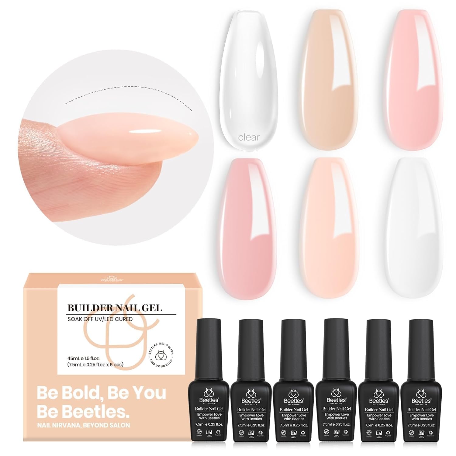 8-in-1 Beetles Builder Gel Set: 6 Colors Set for Strength and Beauty