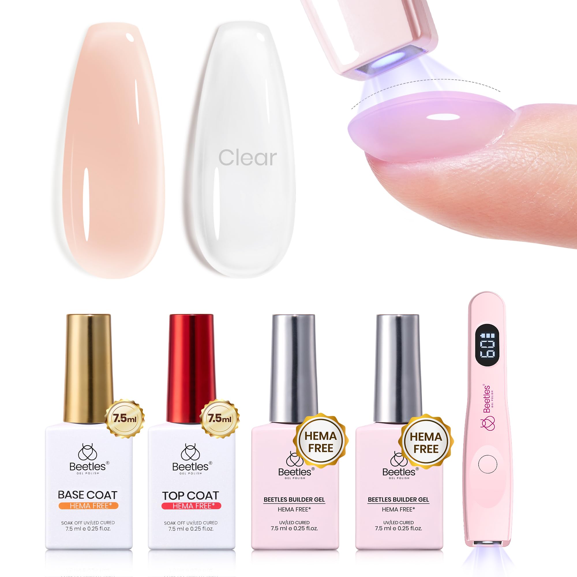 Beetles Builder Gel Kit HEMA Free & Handheld Nail Lamp
