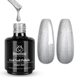 15ml Silver Gel Nail Polish Glitte - Shell Swirl Thread Drawing Effect Mermaid Shimmer Soak