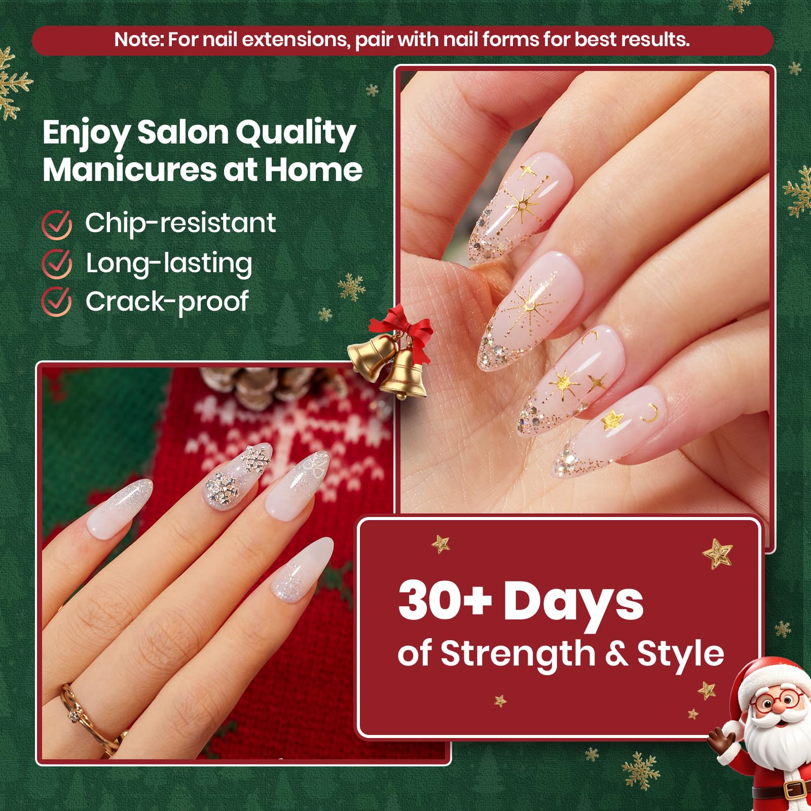 Beetles Christmas Builder Gel Kit HEMA Free-Enchanted Night 8 in 1 Nail Thickening Strengthening Building Apex - Image 3