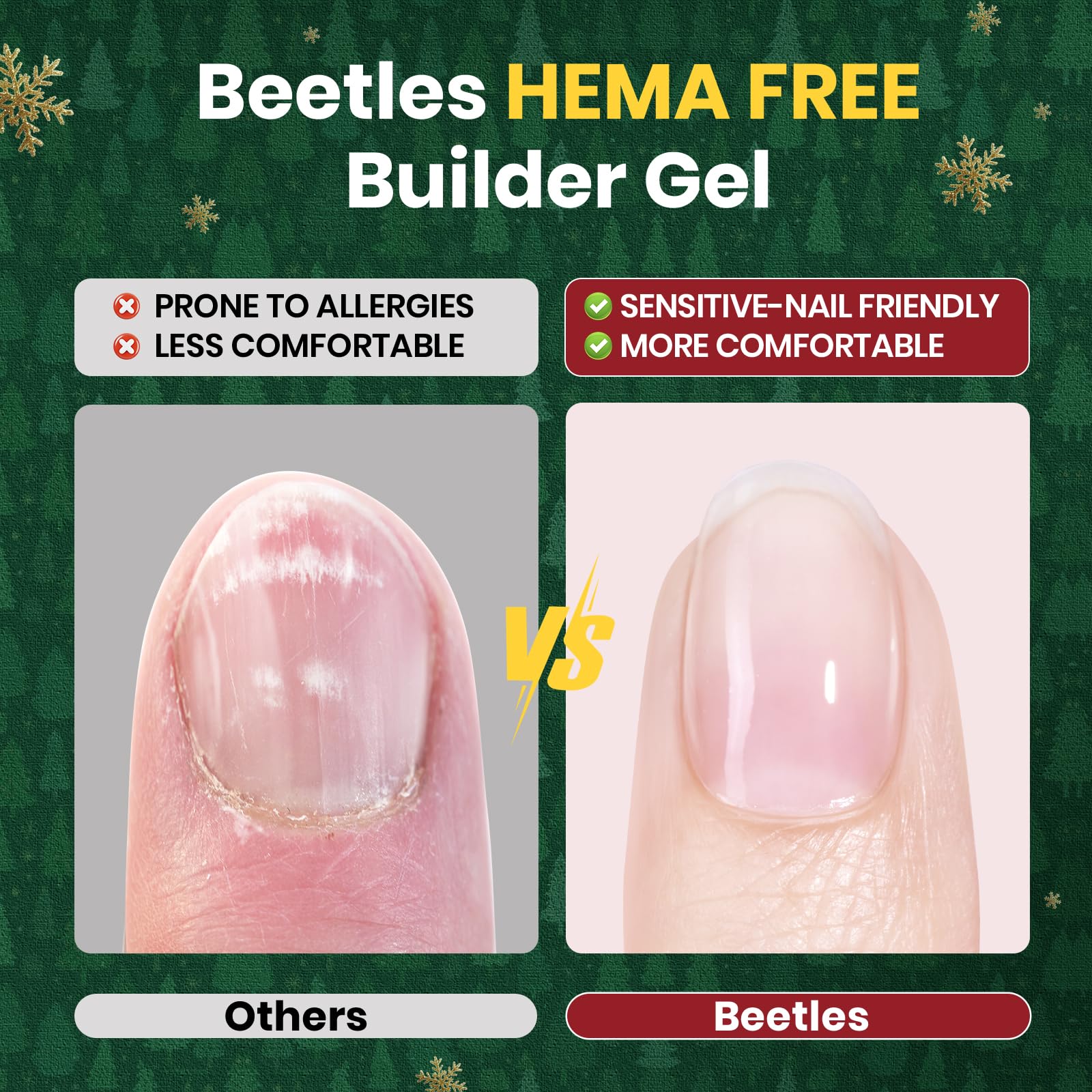 Beetles Christmas Builder Gel Kit HEMA Free-Enchanted Night 8 in 1 Nail Thickening Strengthening Building Apex - Image 4