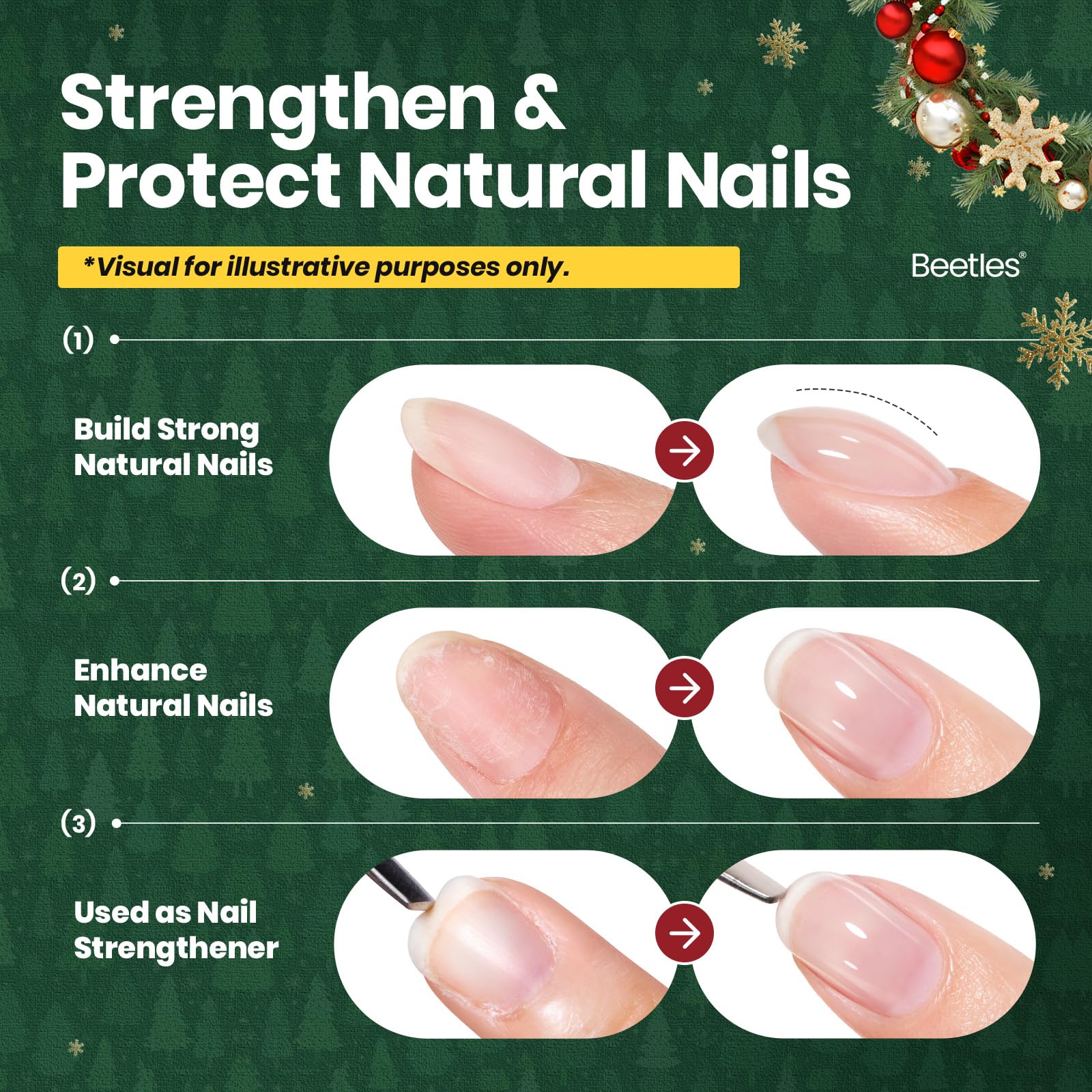 Beetles Christmas Builder Gel Kit HEMA Free-Enchanted Night 8 in 1 Nail Thickening Strengthening Building Apex - Image 5
